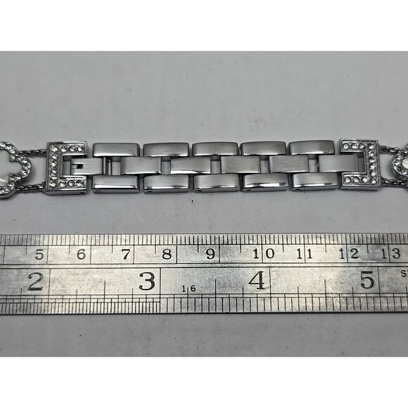 BCBGMAXAZRIA Silver Clover Rhinestone Apple Watch Band 42 44 45 49 Adjustable - Picture 4 of 8